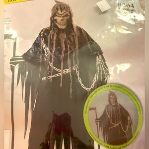 Kids (Size 8-10) Glow-in-the-Dark Spooky Goth 5-Piece Mr. Grim Skeleton Costume